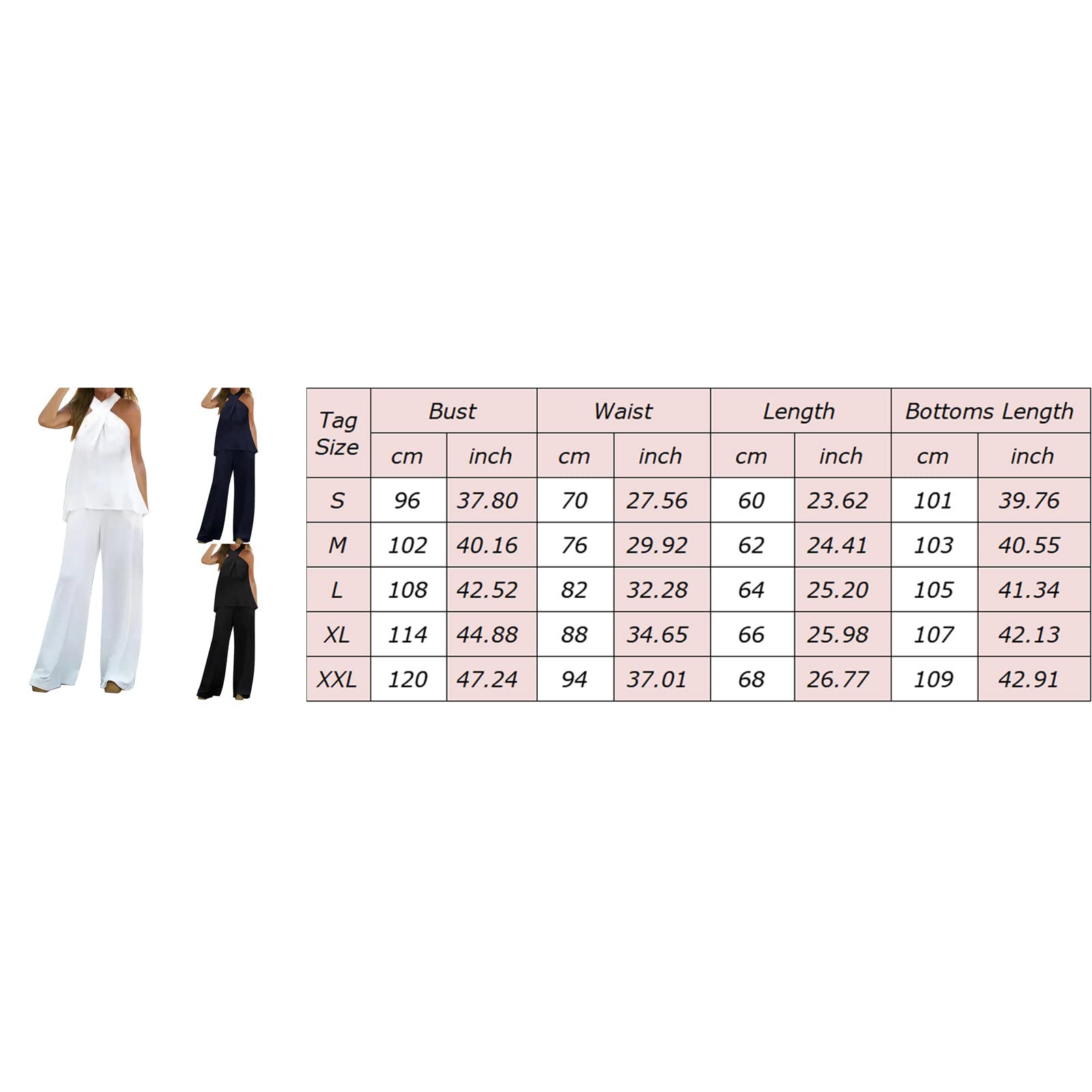 IQYU Tuta da donna per 2 pezzi, sportiva, elegante, estiva, per il tempo libero, senza maniche, con gamba larga, in lino, leggera, per la casa, da jogging