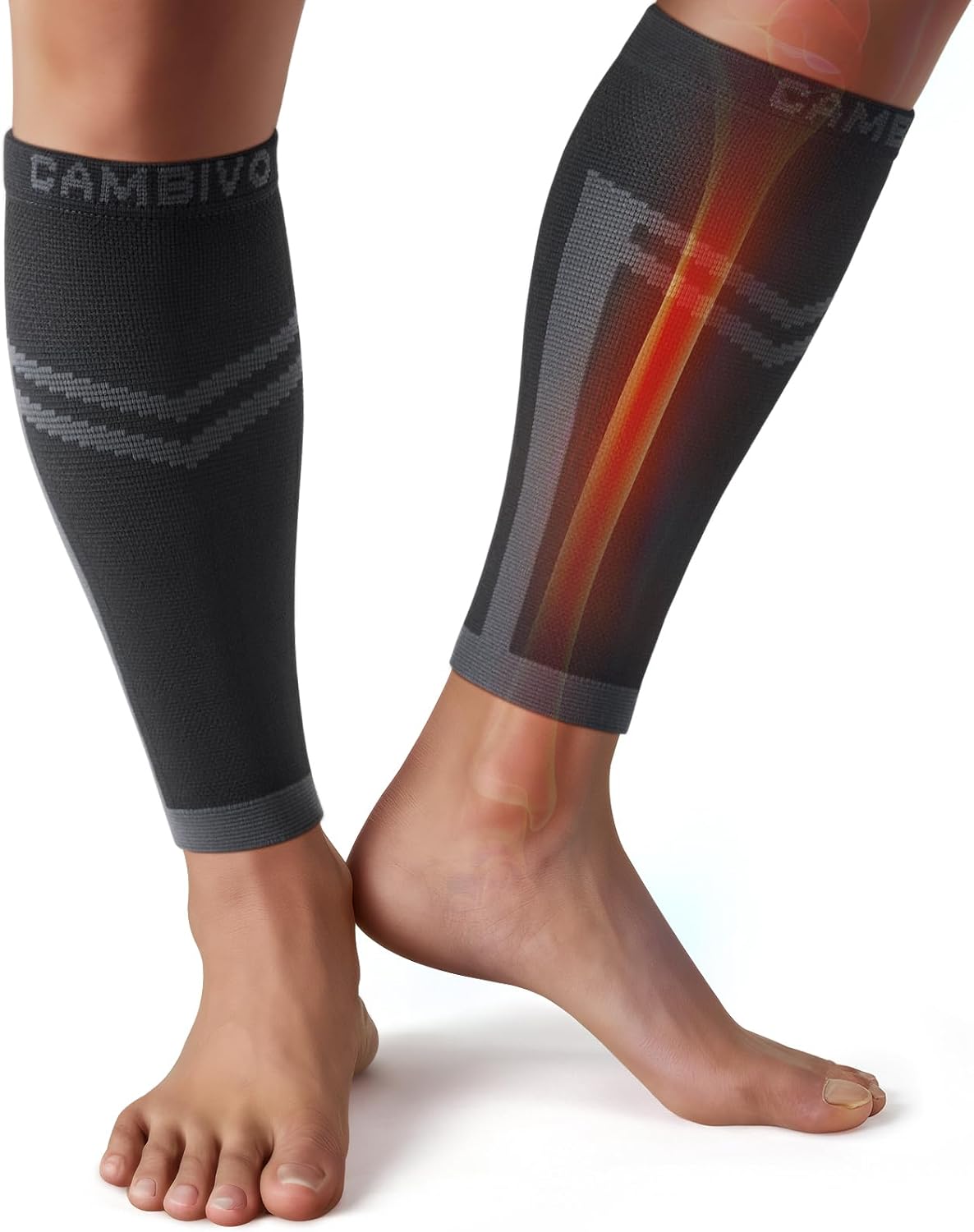 CAMBIVO Calf Compression Sleeve Men & Women- Shin Splint Brace Support for Legs Pain Relief, Varicose Vein Treatment