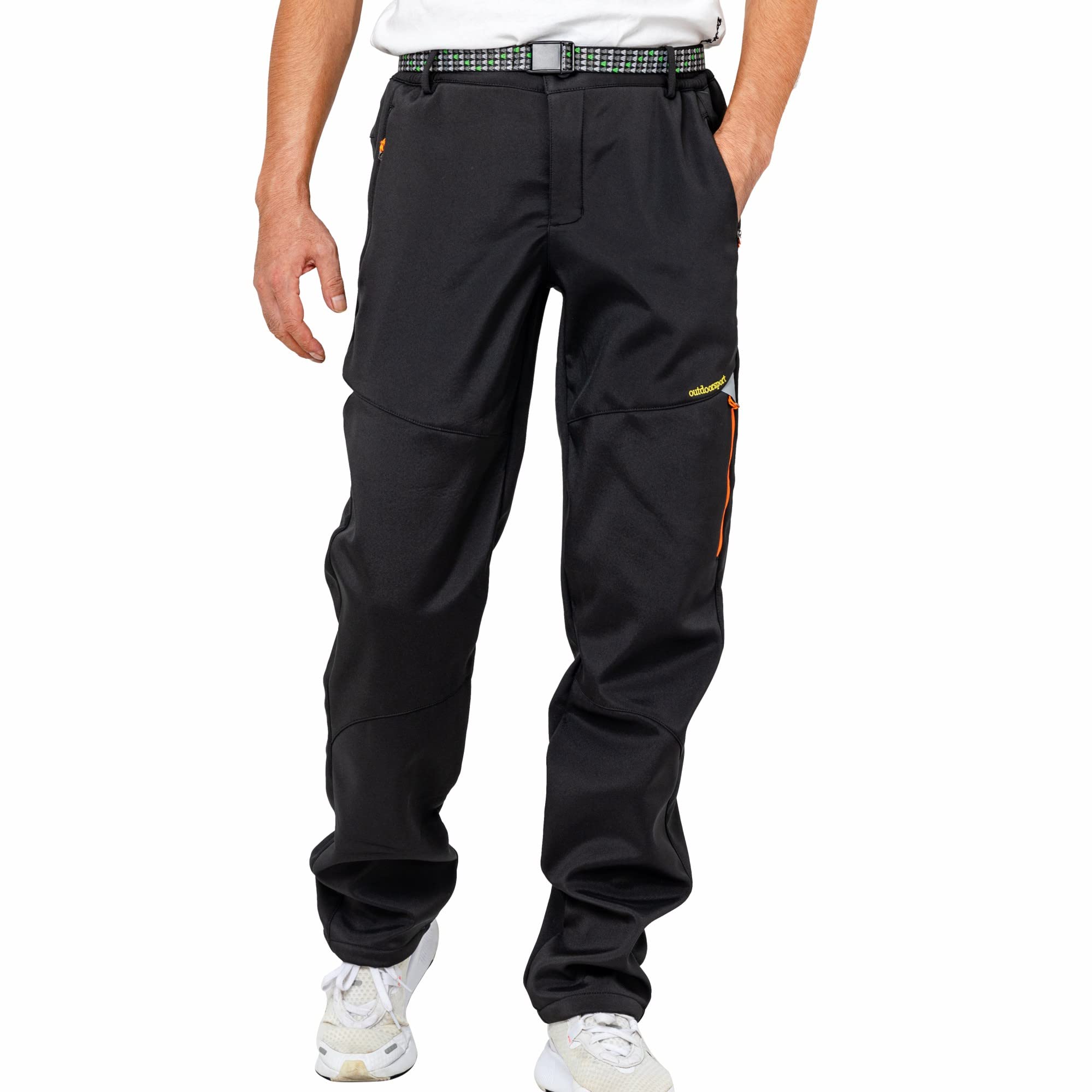 Hiver Pantalon De Plein Air Hommes Coupe-Vent Polaire Doublé Neige Ski Soft Shell Pantalon Chaud Randonnée Marche Golf Pêche Escalade Pantalon