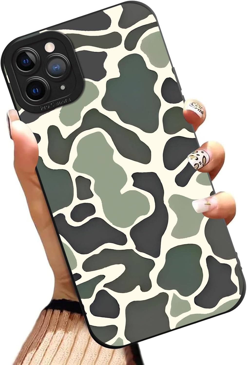 Cool Camo Phone Case for iPhone 11 Pro MAX 6.5",Camouflage Cases Trendy Army Green Pattern Design Cover for Men Boys,Black Soft TPU Shockproof Camera Protection Funda for iPhone 11 Pro MAX