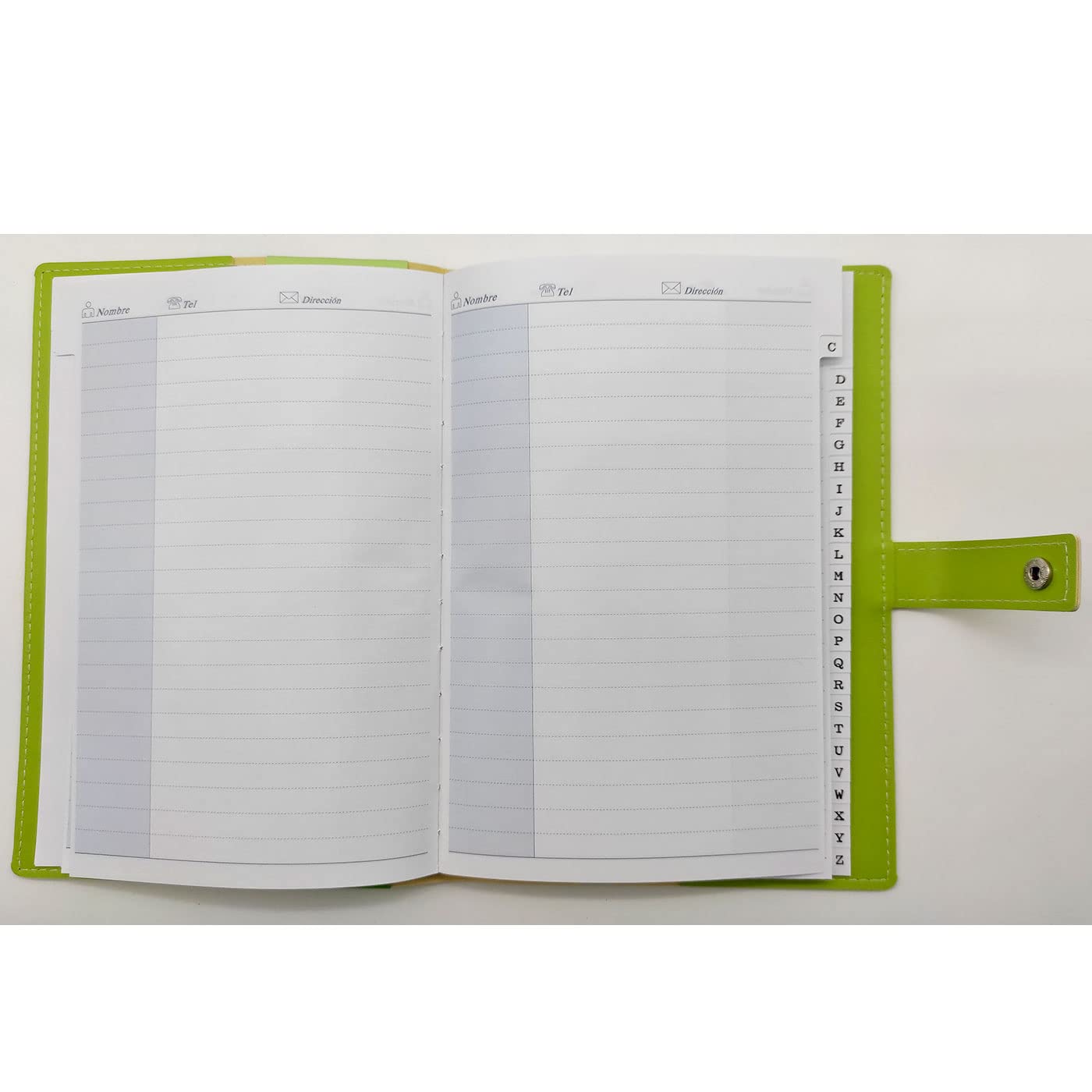 ACAN Tradineur - Listín telefónico A-Z con cubierta de piel, agenda de teléfonos, libreta de direcciones, índice alfabético, cierre de broche, 22 x 15 cm, color aleatorio