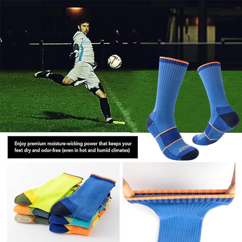 JOYNÉE Mens Crew Full Cushion Athletic Running Socks with Moisture Wicking Mid-Calf Casual Socks 6 Pack4