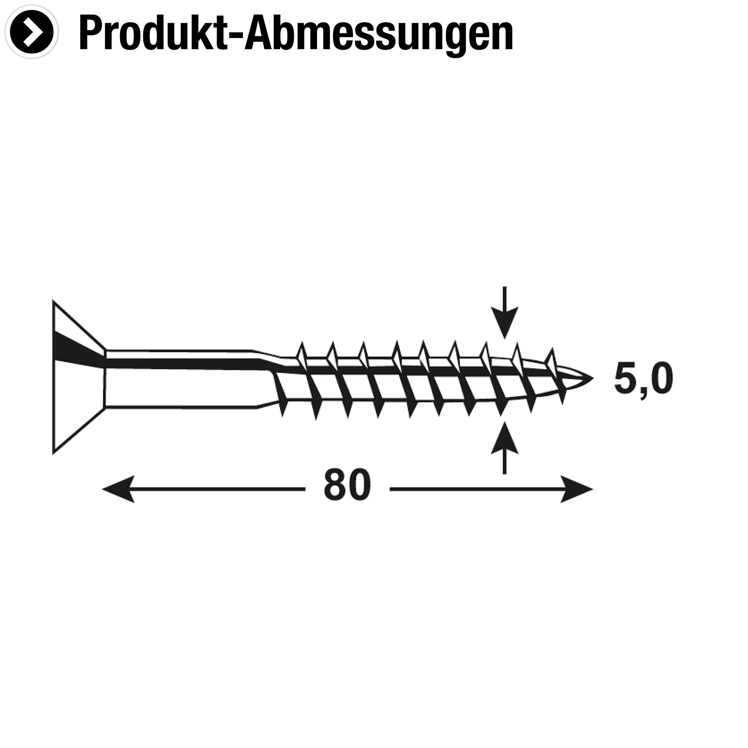Connex KL3265080 Universal Screws 5.0 x 80 mm, 1 kg Bulk Pack, Countersunk Head, TX Drive, Partial Thread - Image 2