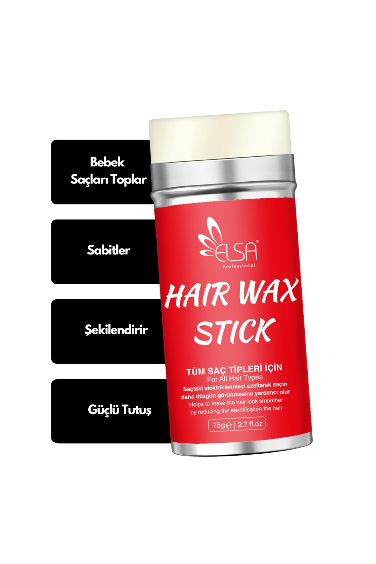 Elsa Professional 0.33T Topuz Fırçası ve Hair Stick Wax Set