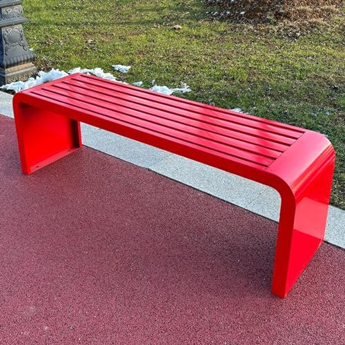 Waterproof Outdoor Bench - Galvanized Steel Frame, Curved Design, Durable Garden Patio Furniture, Weather-Resistant Metal Seating for Backyard & Patio Use