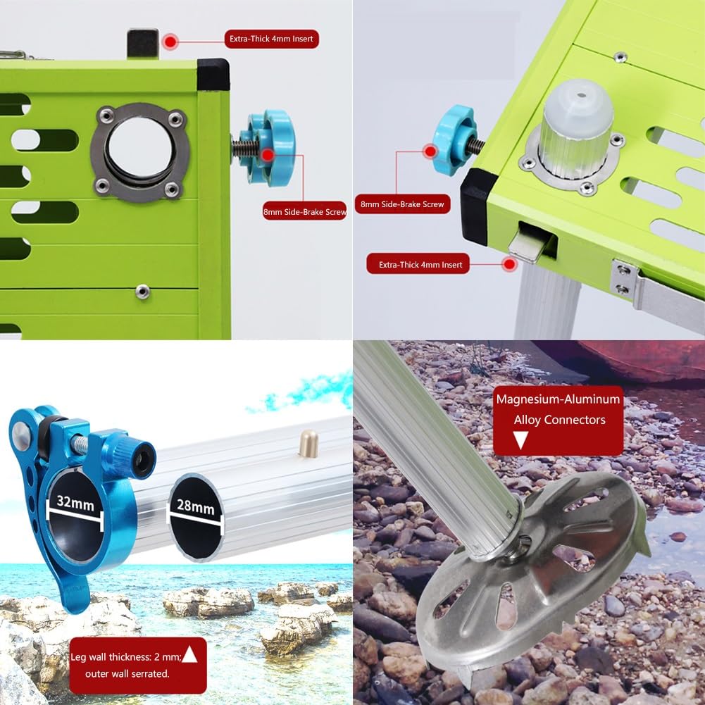 Plate-Forme de pêche Portable en Aluminium – Station de pêche légère et Pliable avec Pieds réglables for la pêche en Plein(80x80cm)