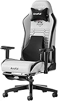 Vista 1 de AutoFull C3 Gaming Chair PC Chair with Ergonomics Lumbar Support, Racing Style PU Leather High Back Adjustable Swivel Task Chair with Footrest ,Grey