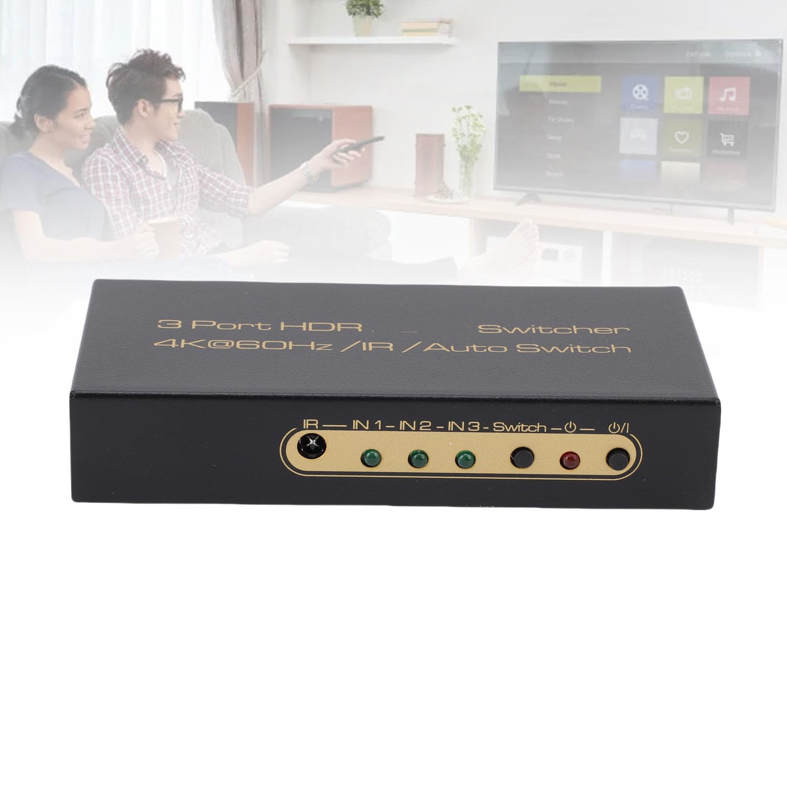 Zunate HDMI 3 na 1, 4K 60 Hz HDMI Switcher Obsługa UHD 3D 2160P 1080P HDCP 2.2, z IR Pilot Control, dla ów PS TV TV