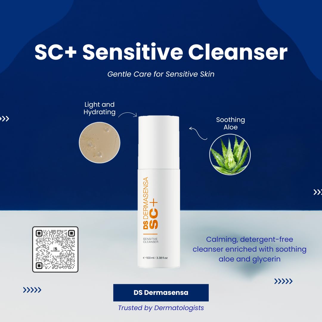 SC+ Sensitive Cleanser – Gentle Face Wash with Aloe & Glycerin, Hydrating & Non-Irritating Formula, 100ml / 3.38 fl.oz - Image 3