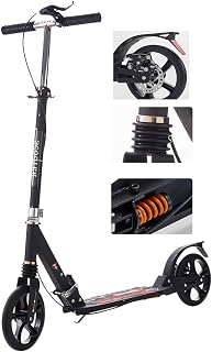 MAGJI Adults kick scooter for Indoor/Outdoor fun, Adjustable Handlebars scooter with Shock Suspension & brake, Easy-Folding Mechanism