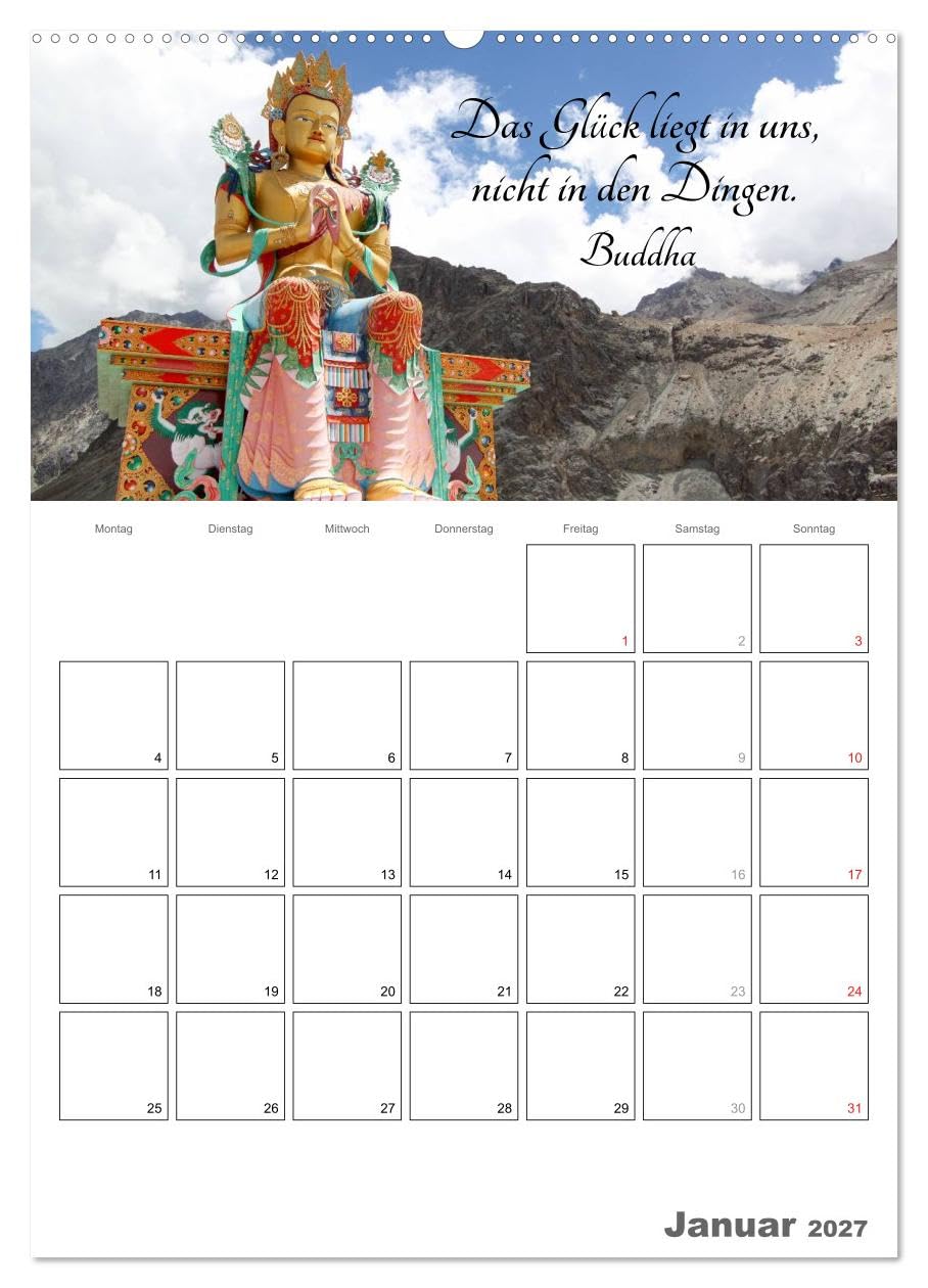 CALVENDO - Harmonie und Freude Buddhistische Weisheiten 2027 (Wandkalender 2027 DIN A2 hoch), Monatskalender: Ein Planer mit buddhistischen Weisheiten für die ganze Familie