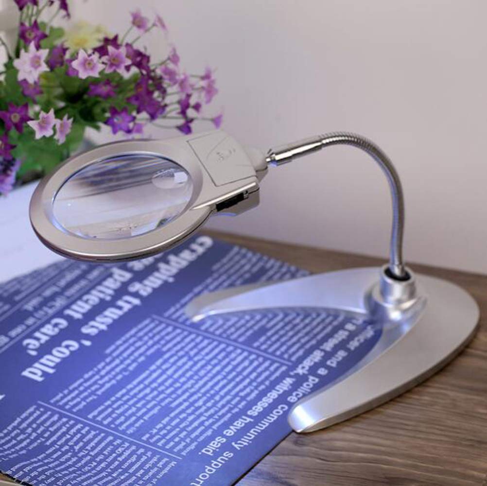 Lupa, Grande 2X 5X LED iluminada con Soporte - Diseño Plegable con 2 lámparas LED y Lente Jumbo 5.5 Ih - Las Mejores Manos Libres con luz para Leer Interesting