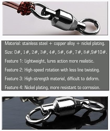 Miniatura 2 de AMYSPORTS Rodamiento de bolas de barril giratorio de agua salada de acero inoxidable con ruedas giratorias de pesca de alta resistencia, conectores