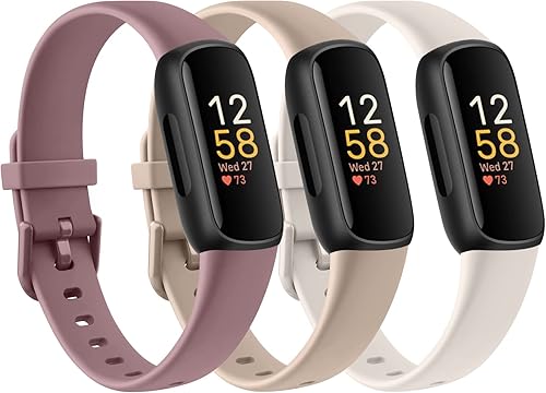 Paquete de 3 bandas de silicona para Fitbit Inspire 3 pulseras de repuesto para mujeres y hombres, bandas deportivas ajustables suaves e