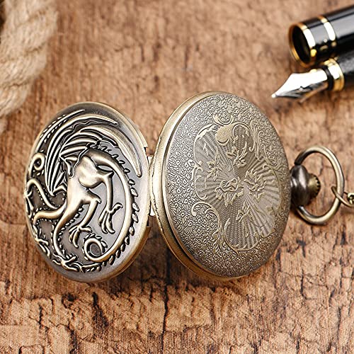 Image of AUGEN Pocket Watch Metal Keychain Dragon Retro Vintage for Gifting With Key Ring Anti-Rust (Pack Of 1)