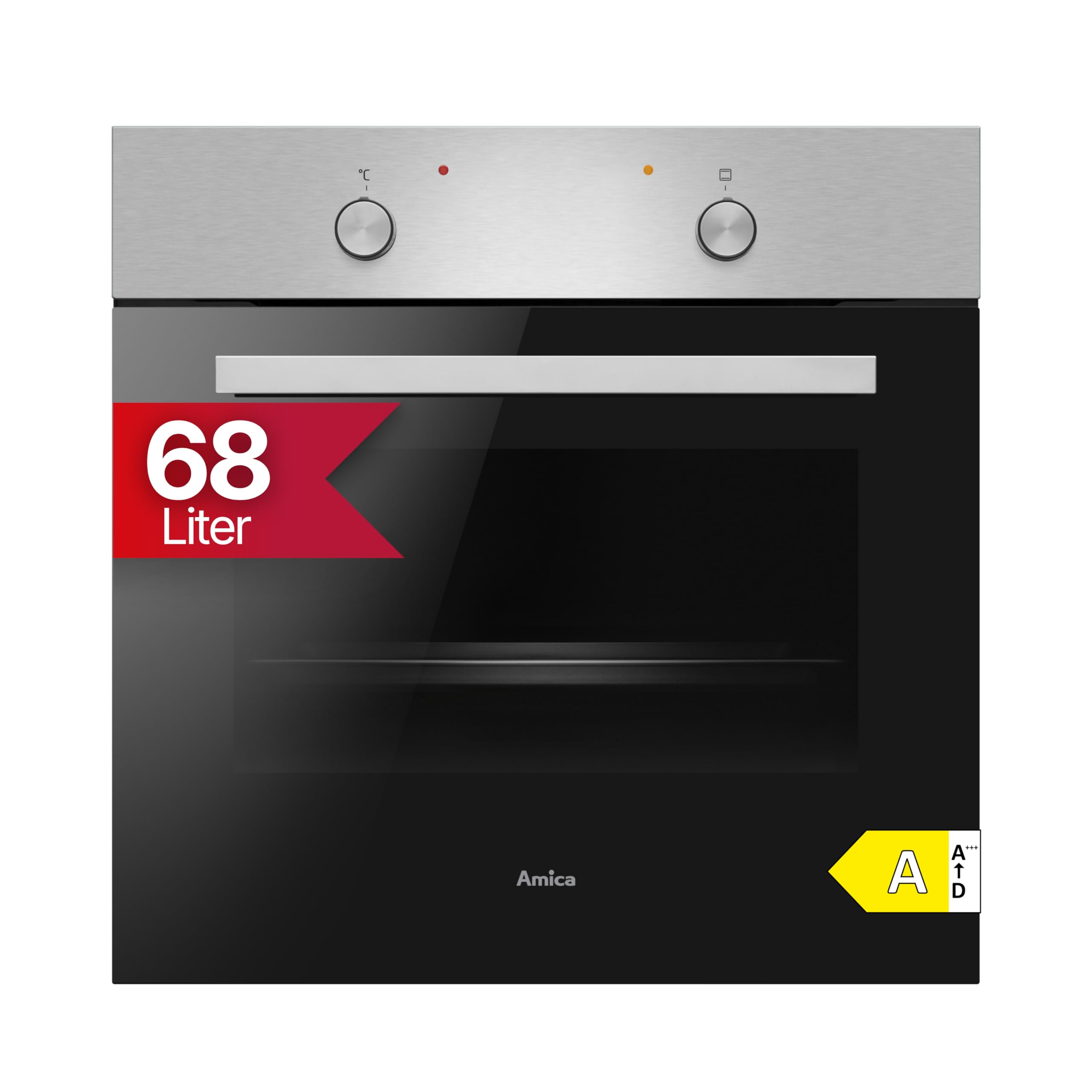 Amica Einbaubackofen 68 L 59,5x59,5x57,5 cm Steam Clean ABE 9410 E | Schnellaufheizung, 4 Backofenfunktionen, CoolDoor2, Clean Emaille, Halogenbeleuchtung, Geprägte Seitenwände