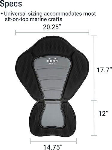 Miniatura 6 de BKC Brooklyn Kayak Company - Asiento y respaldo acolchado de espuma viscoelástica universal para kayak y pesca UH-PS223 con correas ajustables para