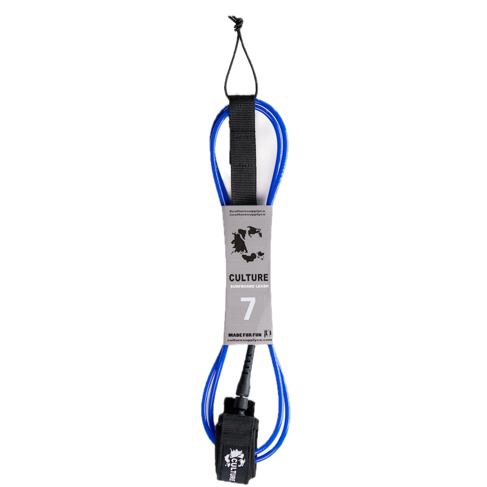 Culture Supply Correa para tabla de surf (6 tamaños – 4 colores): 6 pies Comp | 6 pies Reg | 7 pies | 8 pies | 9 pies | 10 pies (azul, 7 pies (cable de 7 mm)