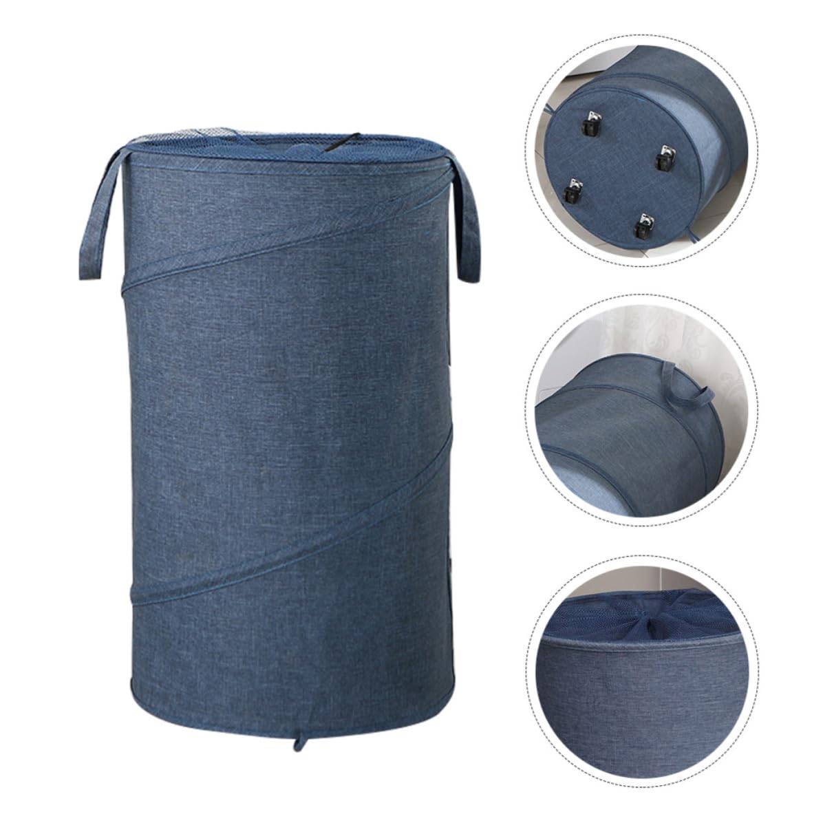 Großer Faltbarer Wäschekorb mit Rollen, Oxford Gewebe, 38x68 Cm, Blau