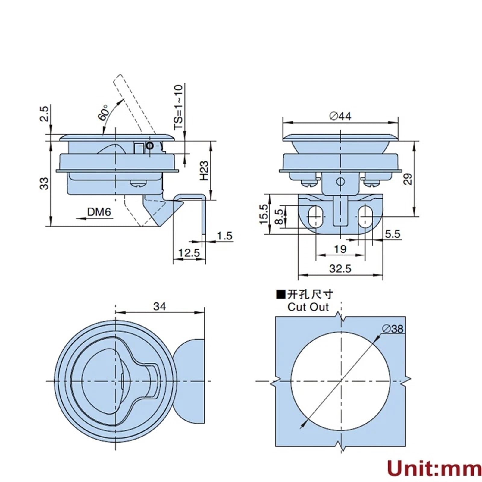 Cabinet Handle Lock for Electric Box Storage-Box Truck Car Trunk Trailer Industrial Hardware MS544 1Pcs