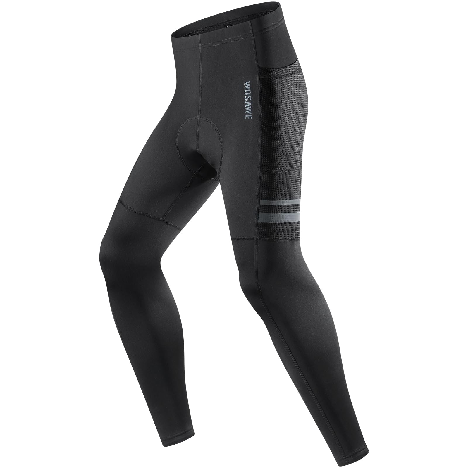 WOSAWE Pantalon de Cyclisme Homme Hiver Thermique VTT Compression Leggings Respirant 4D Rembourré Collant de Vélo