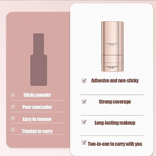 Vivien Beauty 2 in 1 Foundation Stick with Brush, Brightens, Hydrates, Natural Finish Makeup, Original Vivien Beauty Double Head Foundation Make up Stick for All Skin, Full Coverage (#2 Natural)(#2 Natural)