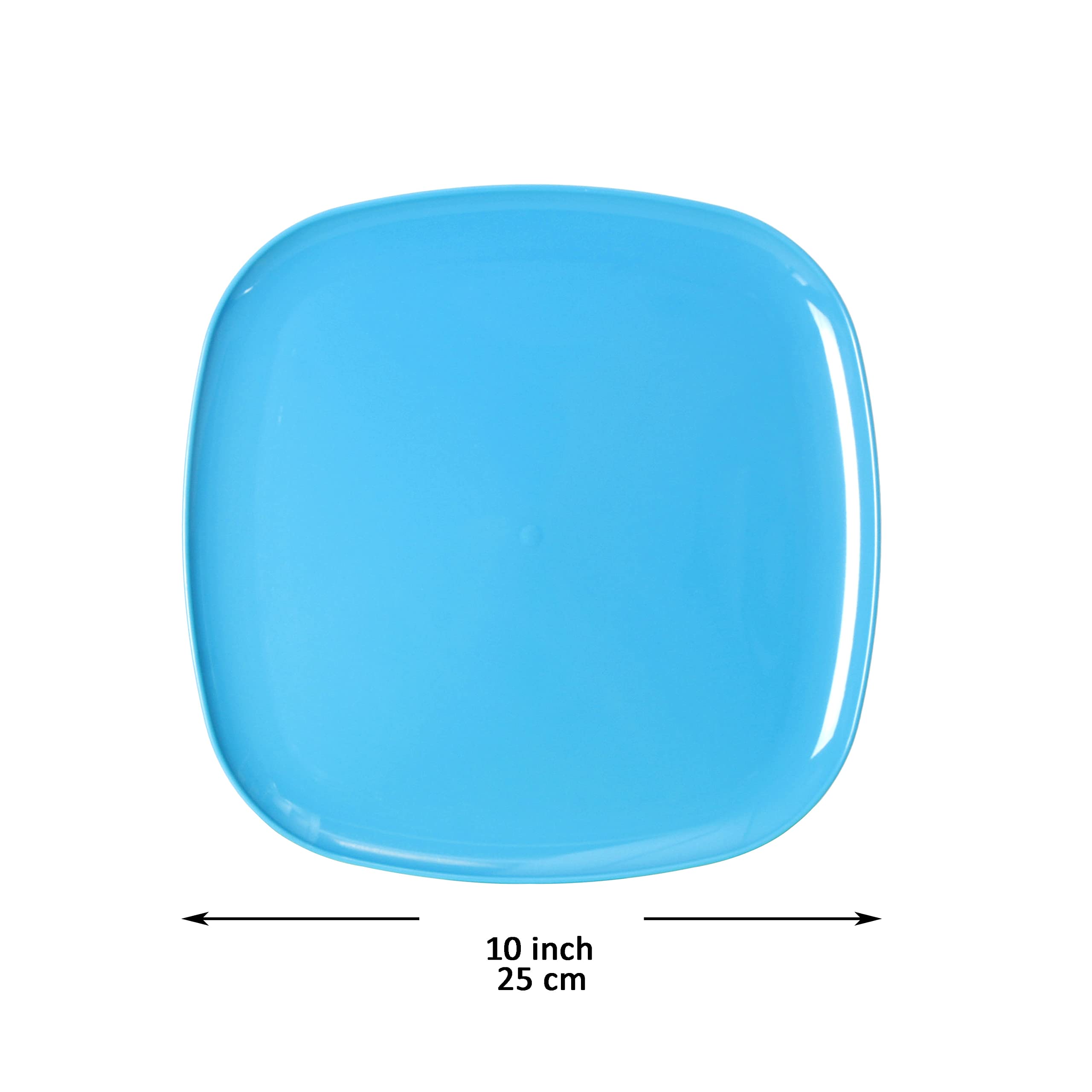 Party Perfect Premium Wavy Square Plates - 10" Caribbean Blue Plastic Plates, Pack Of 10