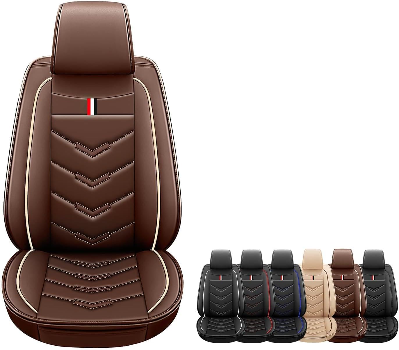 Leather Car Seat Cover Anti-Slip Fit for Hyundai Elantra 2001-2020,5 Seat Covers Waterproof Leatherette in Automotive Accessorie Full Set Coffee
