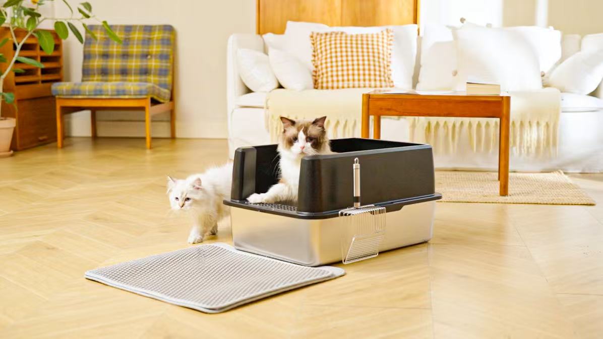 PEDIBAT XL Stainless Steel Litter Box, Large Metal Cat Litter Box with High Sided for Big Cats, Enclosed Litter Boxes with Lid, Easy-Clean Cat Litter Mat & Scoop Kit, Non Sticky, Anti-Urine Leakage - image 8