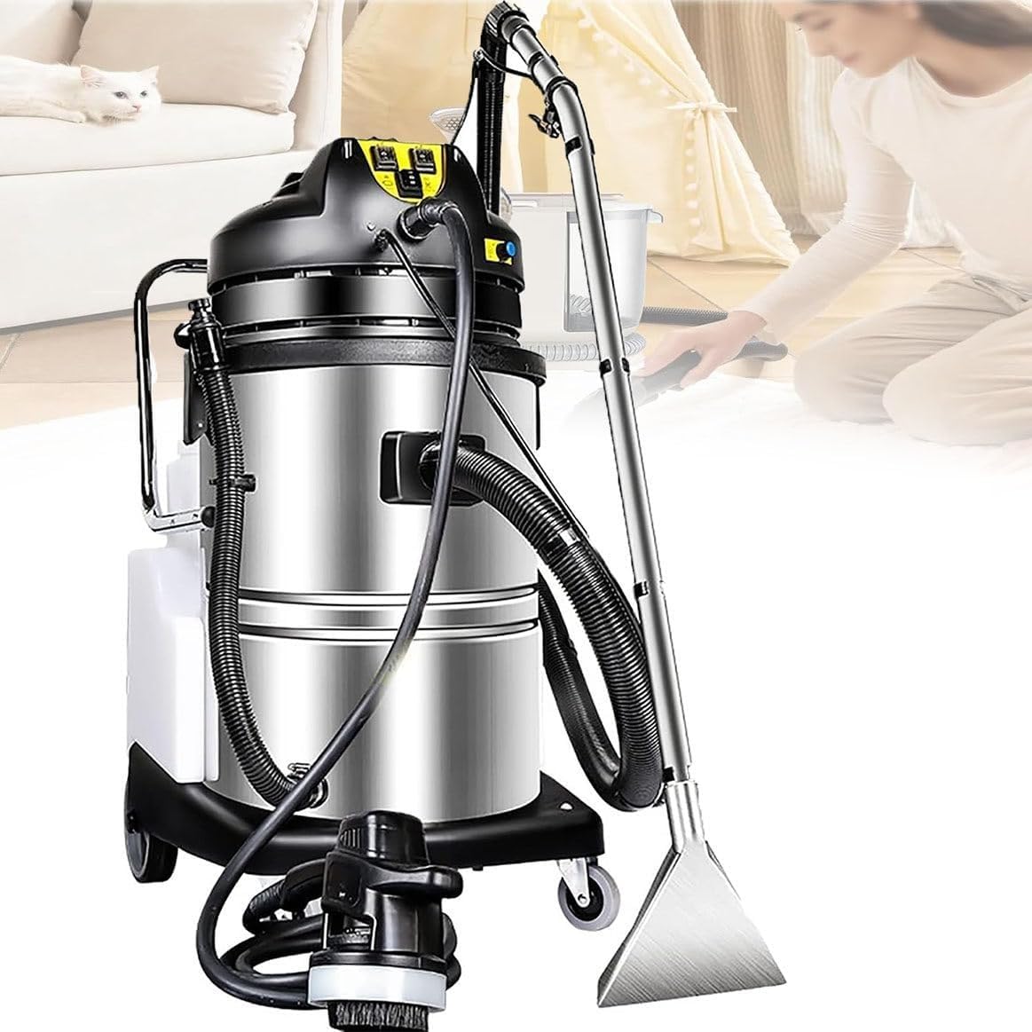 AWAYDD Deep Cleaning Extractor, Portable Carpet Cleaner Machine, 3 in 1 Stainless Steel Rug Extractor, Lifts Spills from Carpets, Stairs, Upholstery(30L)