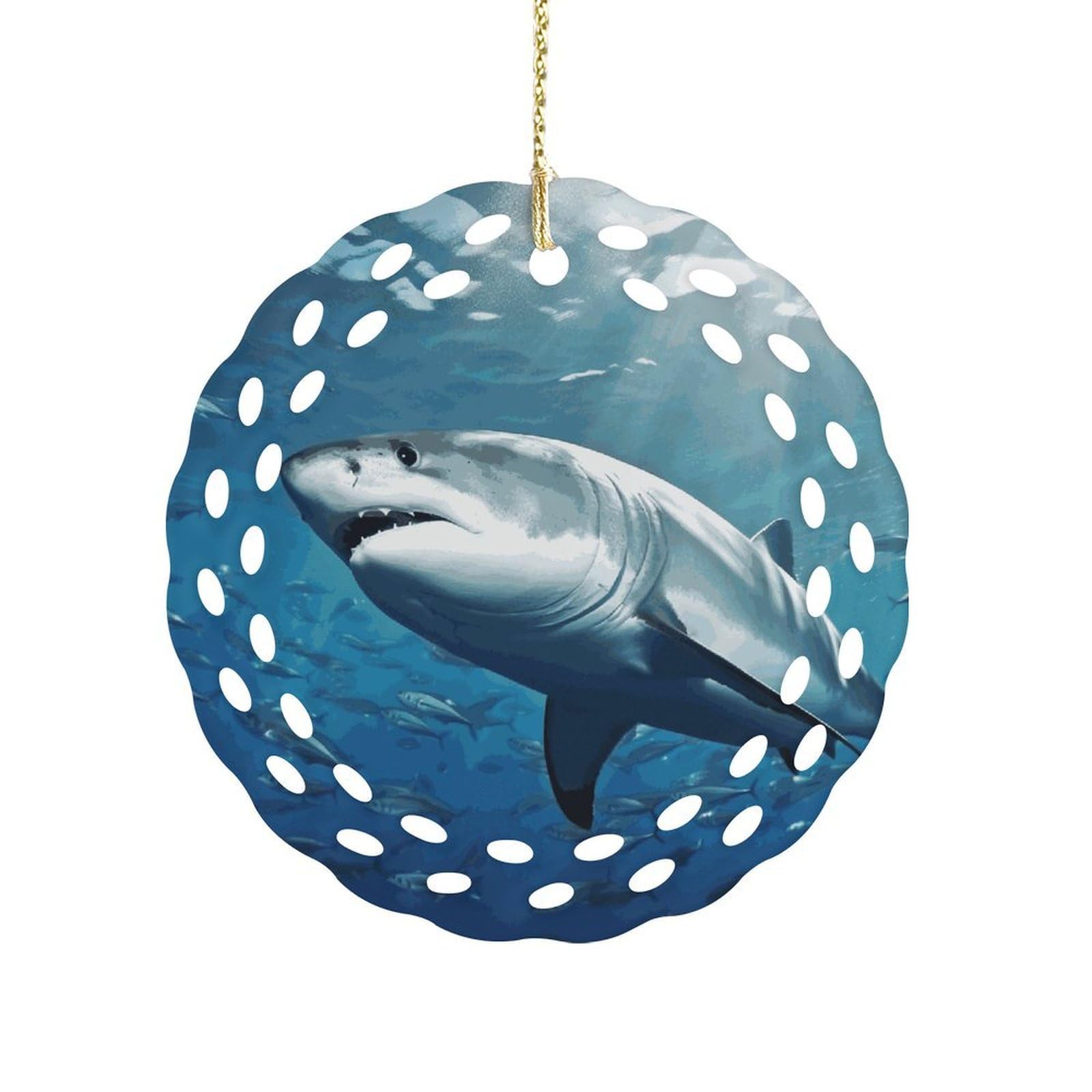 Fodpand Women's Style Fish In Underwater Ceramic Ornament For Home Decor 3.2" Round Tree Decoration Christmas Ornaments For Men Double-Sided Design