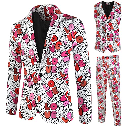 Costume homme blanc imprimé Saint-Valentin pour briser la monotonie des tenues de soirée M