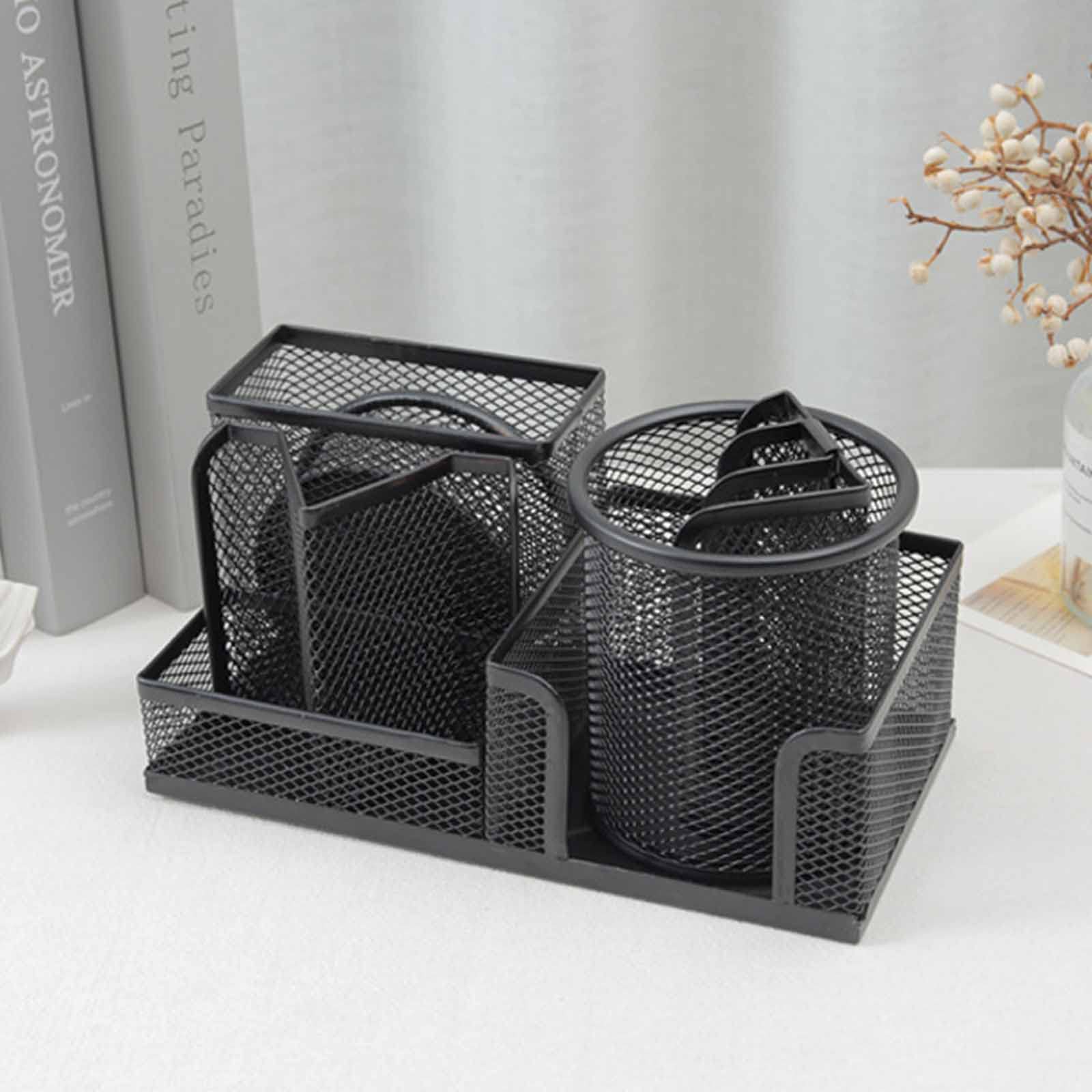 6PCS Organizer da Scrivania Multifunzione Organizzatore di Cancelleria Portapenne Salvaspazio da Ufficio Design a Rete Metallica per la Casa e L'ufficio