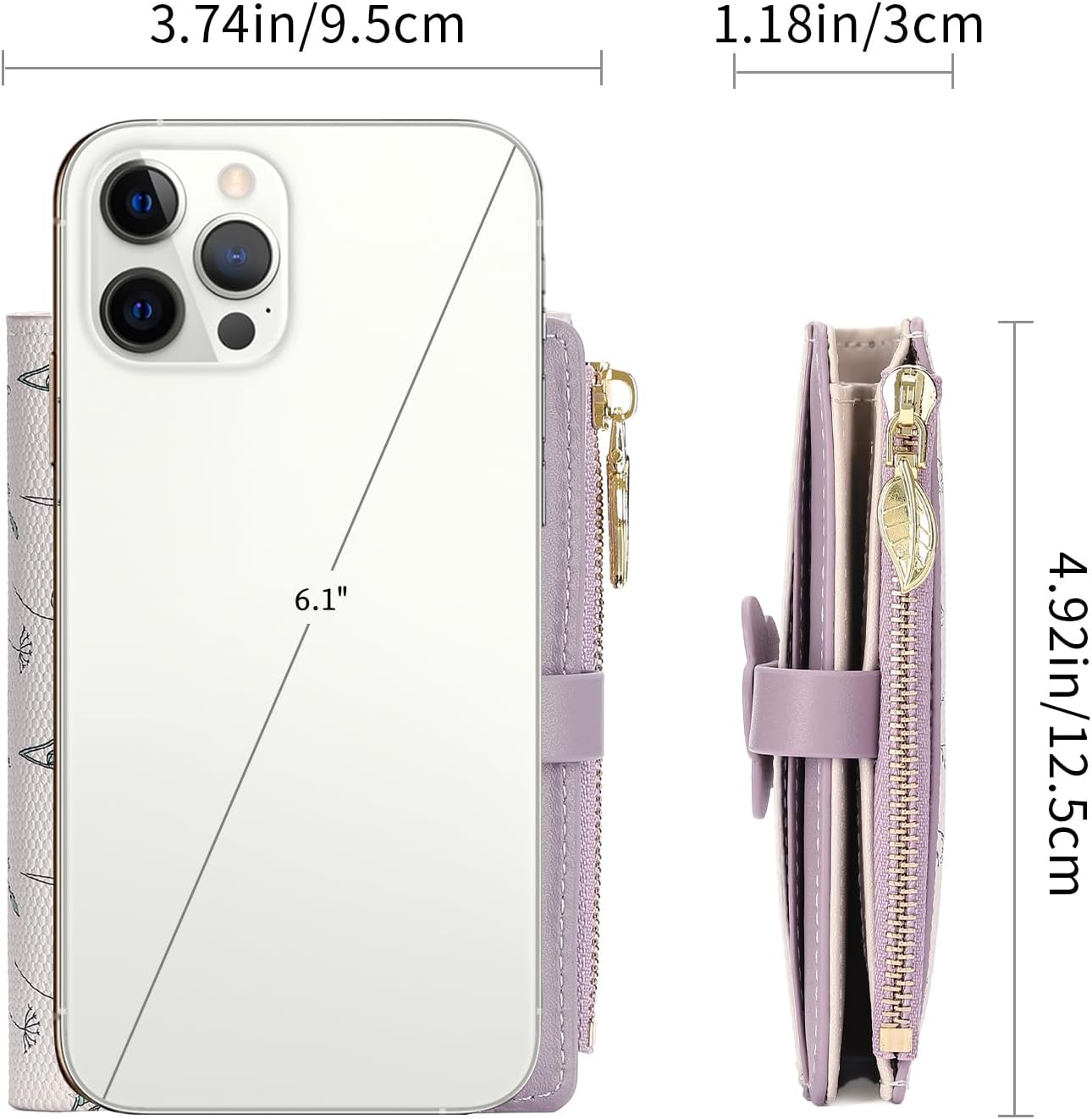 GAEKEAO Small Wallets for Women RFID Blocking Bifold Floral Vegan Leather Wallet Card Holder with ID Window & Zipper Pocket - Image 3