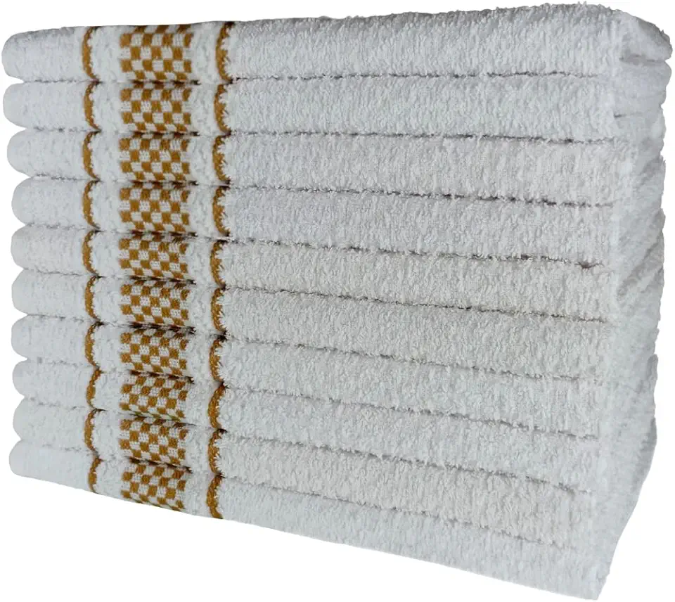 Kit 10 Pano de Prato Atoalhado Para Cozinha Felpudo Premium 45x70cm 370g/m² 100% Algodão - Dourado