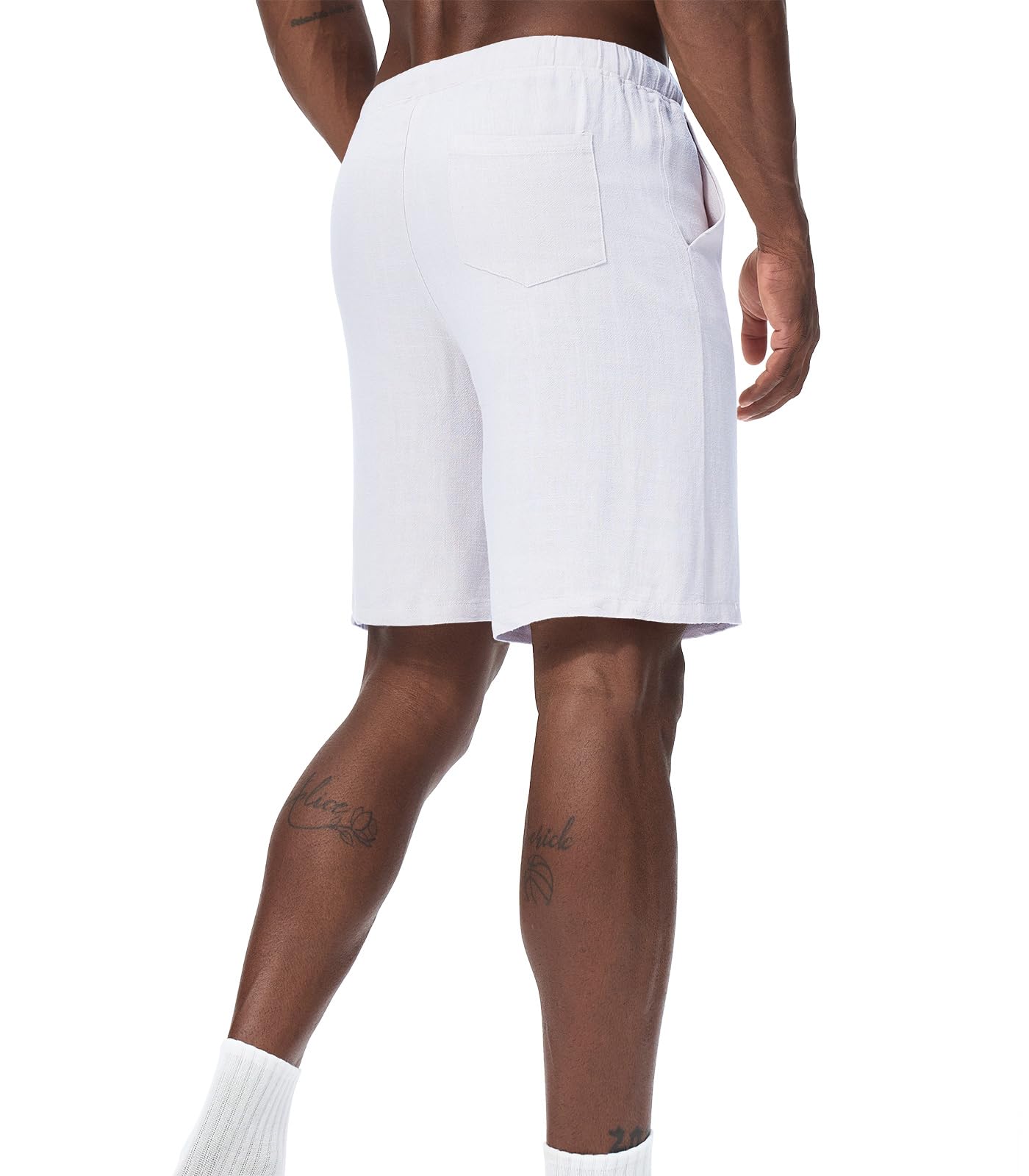 Pantalones Cortos de Lino Hombre Bermudas Casuales Shorts Playa Verano