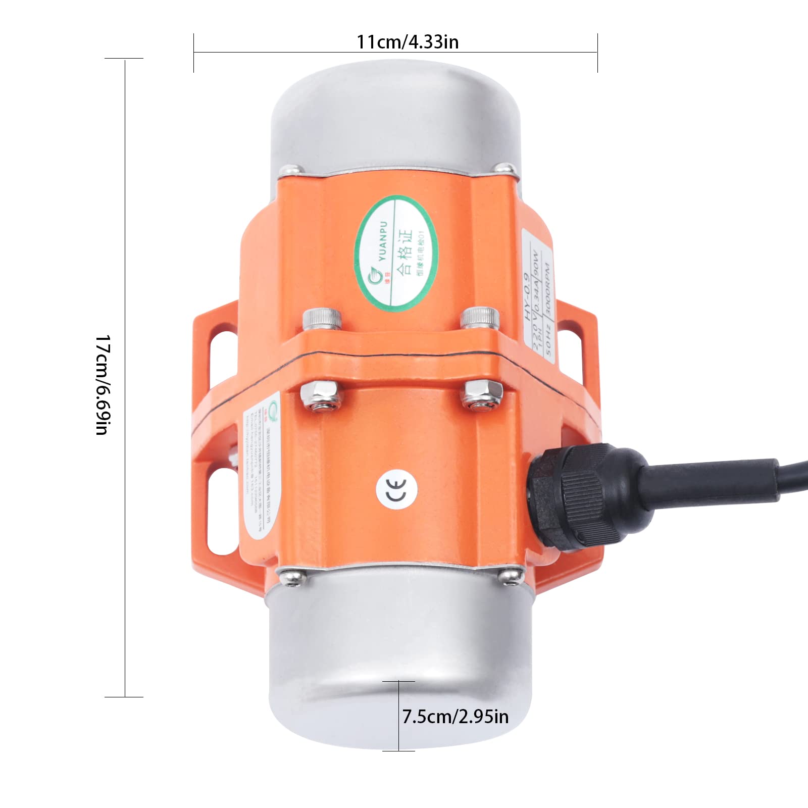 Motor de vibración, 90 W, 3000 rpm, motor vibratorio, motor de desequilibrio, motor monofásico asíncrono