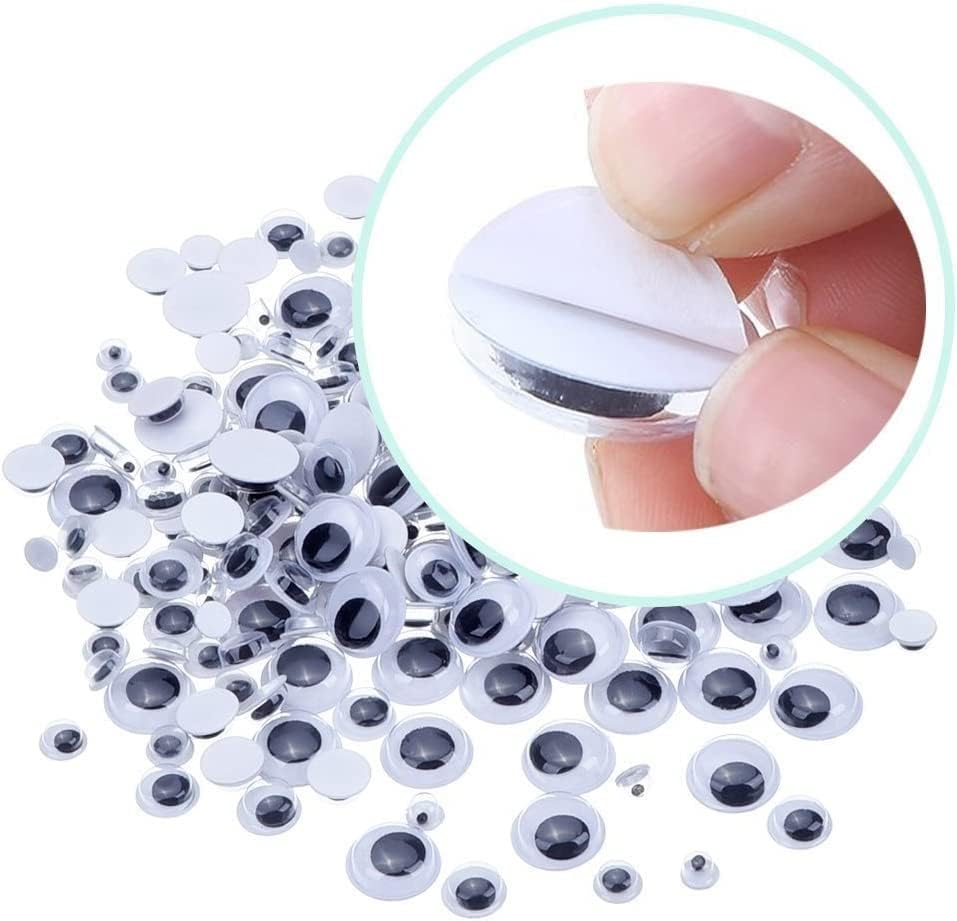 KRAFTMASTERS®7mm Funny Googly Eyes self Adhesive for handicrafts, 100 Pieces Wiggly Eyes, Googley Eyes Adhesive Large and Small, Stick on Eyes Stickers Mix, Wiggly Eyes self-Adhesive, googleeyes Craft (100)