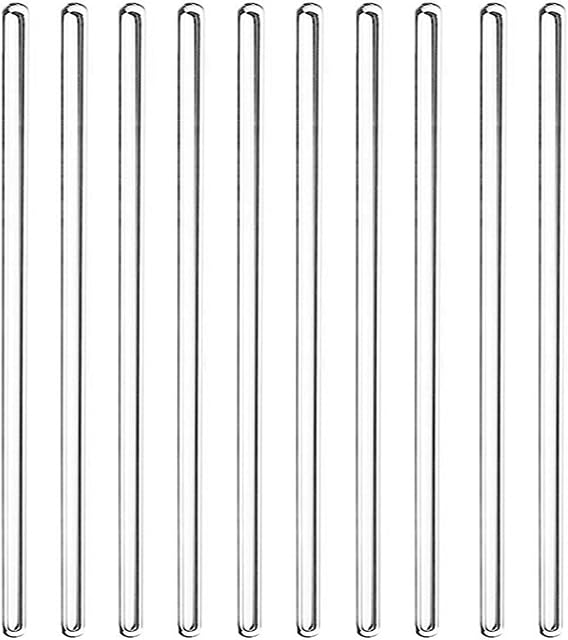 10 Pack of Glass Stirring Rod,20cm Reusable Glass Mixing Tools with Round Bottom,5-6mm Smooth Glass Stirring Stick for Resin,Waxes,Coffee,Cocktail,Heat Resistant Glass Sticks for Kitchen,Science,Lab