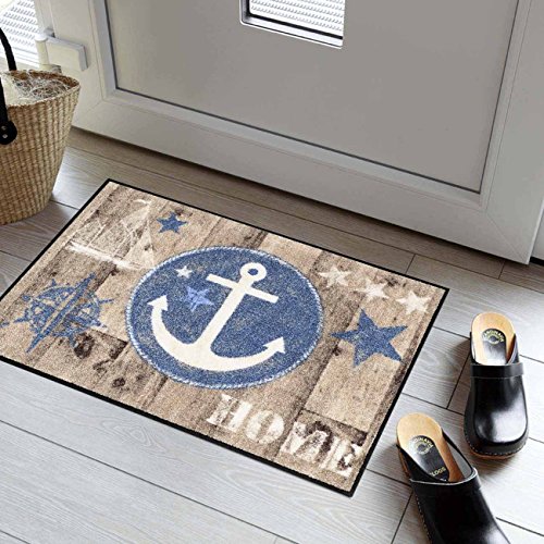 Salonloewe Doormat Washable 50 x 75 cm Welcome Home Anchor Wood SLD1294 Mat, Various Colours - Image 2