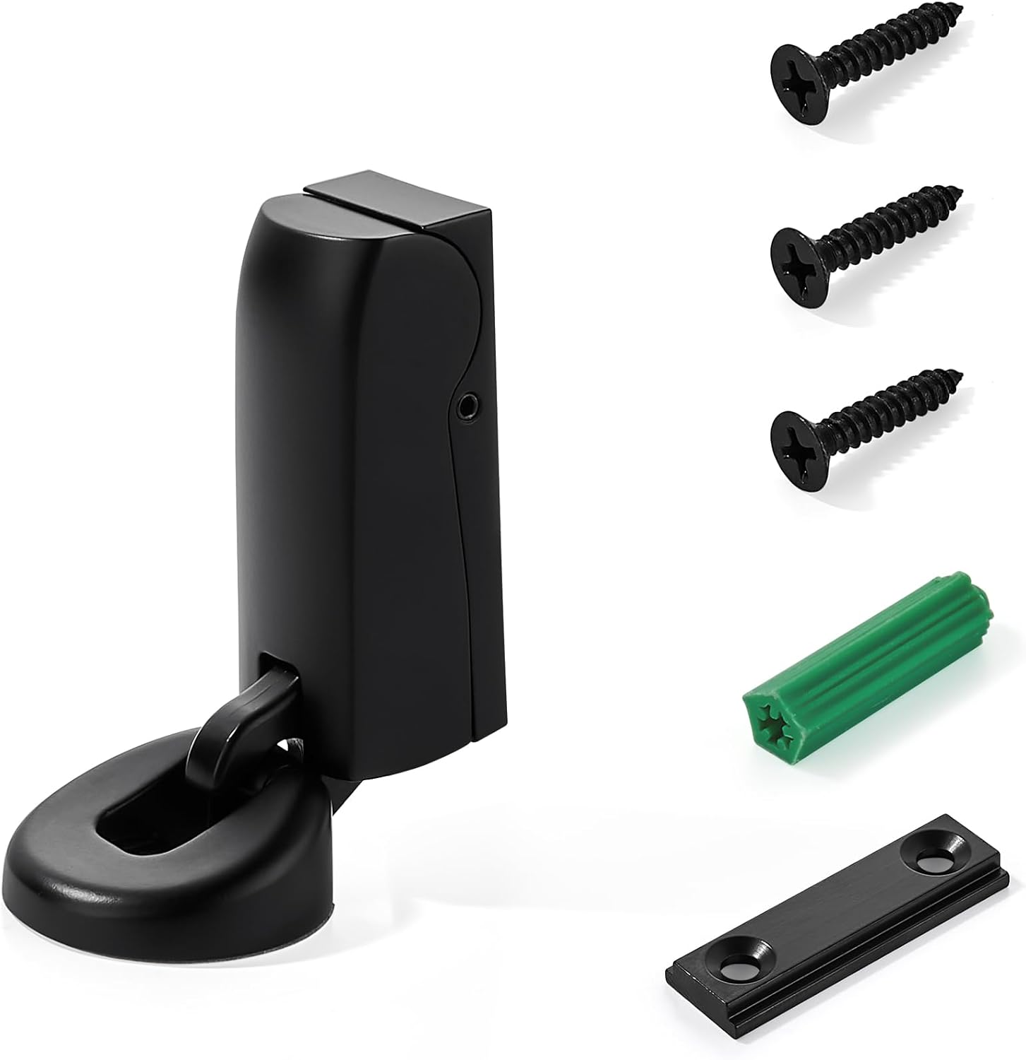 TUNNY Matte Black Door Stops 1 Pack Soft Door Stoppers for Wall and Floor Mounting, Door Holder Keep Door Open Hydraulic Stop Slow Door Stop Applicable Interior Door Office Door