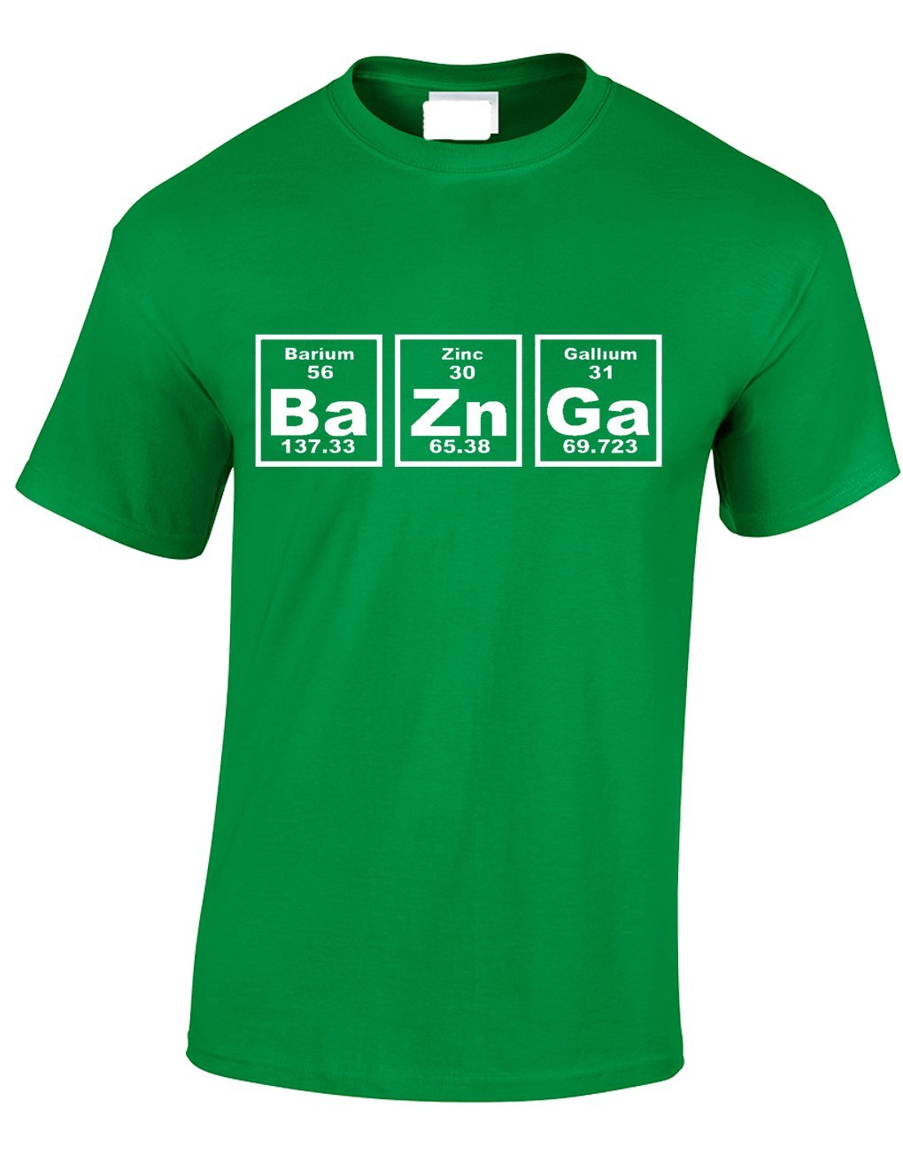 Crown Designs Bazinga Periodic Table Comedy TV Show Inspired for Men & Teenagers T-Shirts Tops - Green/Small