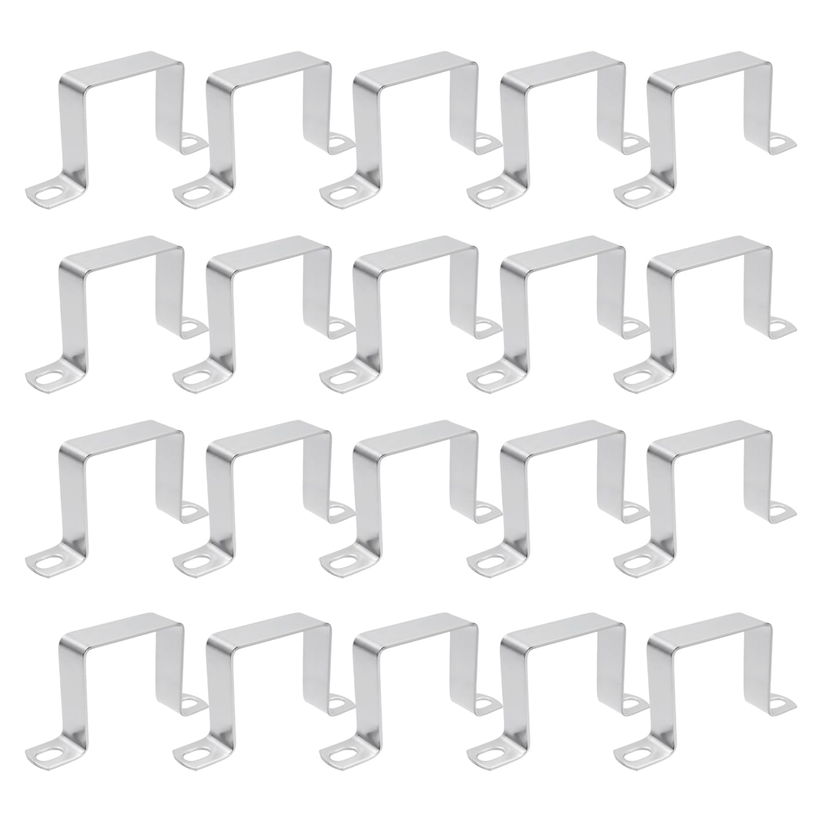 Square Tube Strap Clamp 20Pcs, 2.1 x 1.9 Inch U Shape Pipe Strap, 304 Stainless Steel, Deck Fence Post Tie Bracket for Conduit, Pumbing System, Strut Channel, Door Closed Bar Holder
