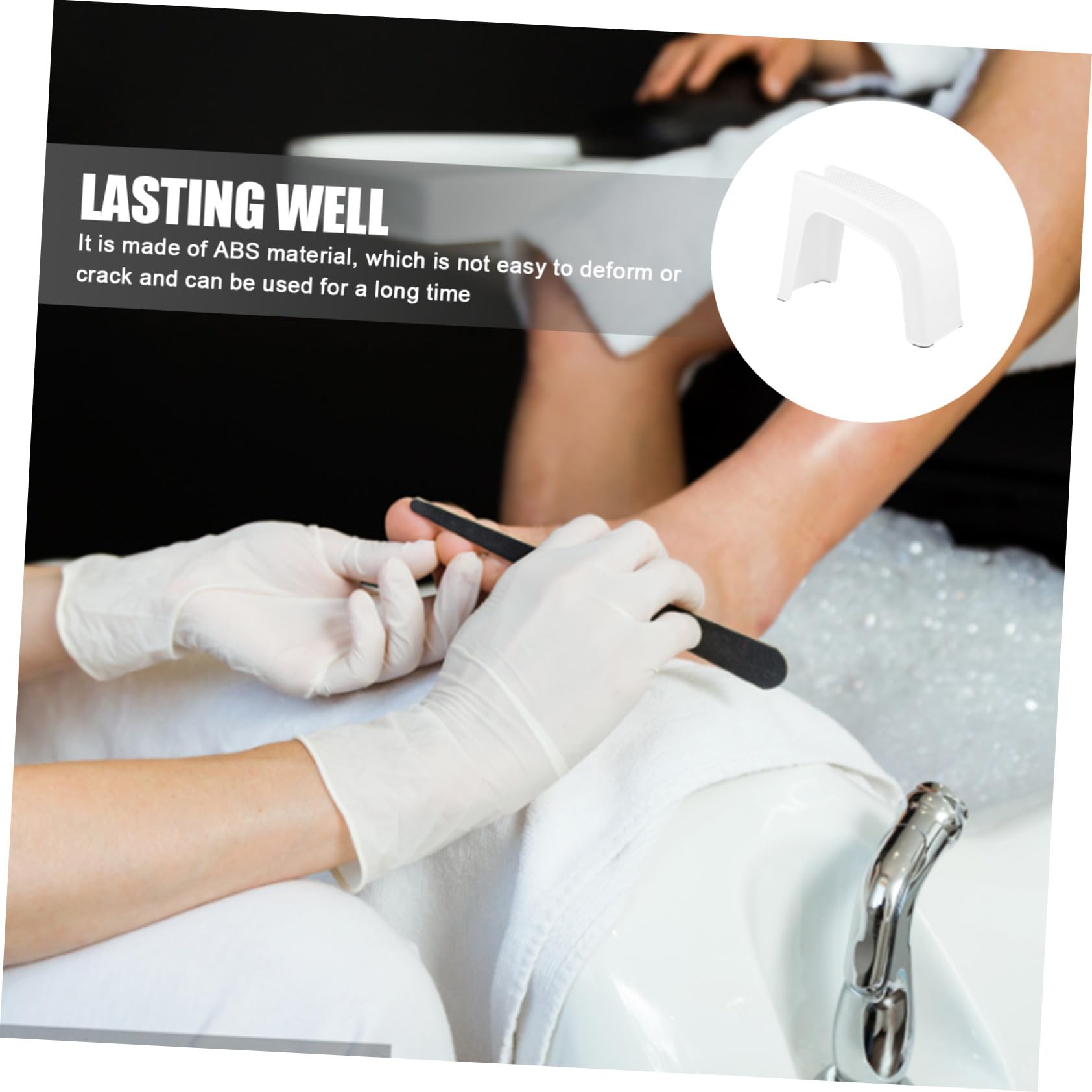 Ipetboom Sgabello per Pedicure Beige in Abs Supporto Poggiapiedi Comodo e Vano Porta Utensili per Salone di Bellezza e Cura Piedi