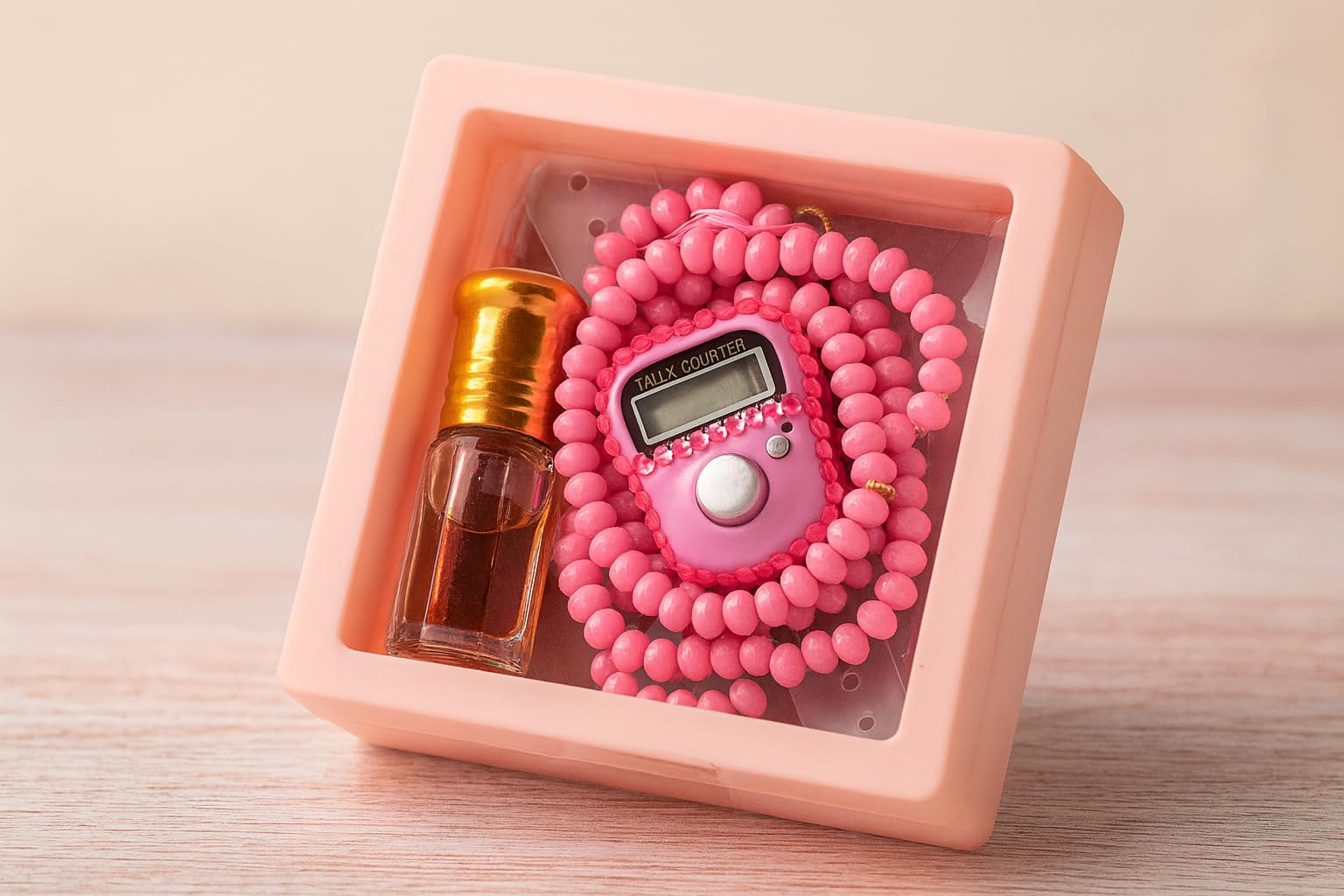Crown Care Premium Tasbeeh Gift Set – Digital Finger Tally Counter, Matching Beaded Tasbeeh & Attar Perfume Bottle | Ideal Islamic Gift for Zikr, Ramadan & Daily Prayer (Random Colour)-image-9