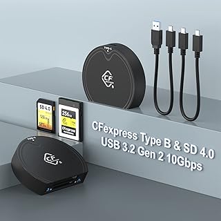 CFexpress Type B,USB 3.2 Gen 2 Cfexpress Type B and SD UHS-II Reader,SD 4.0 Card Reader 10 Gbps CF Express Card Adapter with Thunderbolt 3 Portable CFexpress Reader for Android/Windows/Mac OS/Linux
