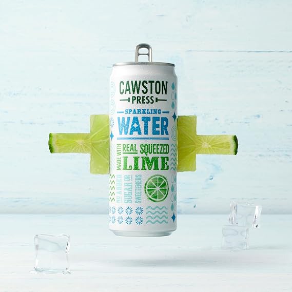 Cawston Press Sparkling Water - Lime - 24 x 330ml cans - Made with Squeezed Fruit & No Added Sugar