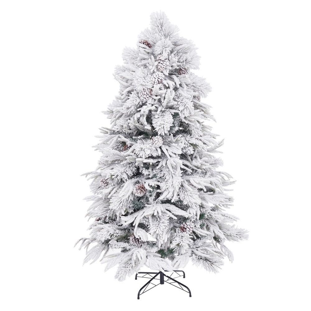 Árbol de Navidad artificial nevado verde y blanco desmontable de 210 cm