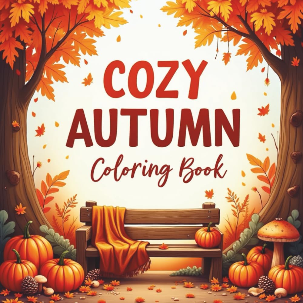 Cozy autumn coloring book: A Cozy Fall Coloring Book for Adults with Pumpkins, Leaves, and Sweater Weather Vibes