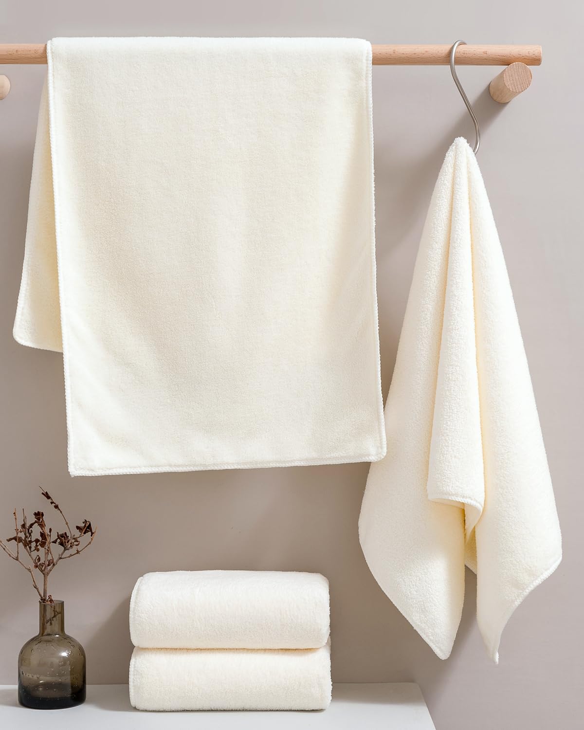 Amazon｜sakano フェイスタオル [4枚セット クリームホワイト 約35